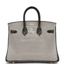 Hermes Special Order (HSS) Birkin 25 Gris Perle and Black Matte Alligator Mississippienis Brushed GHW