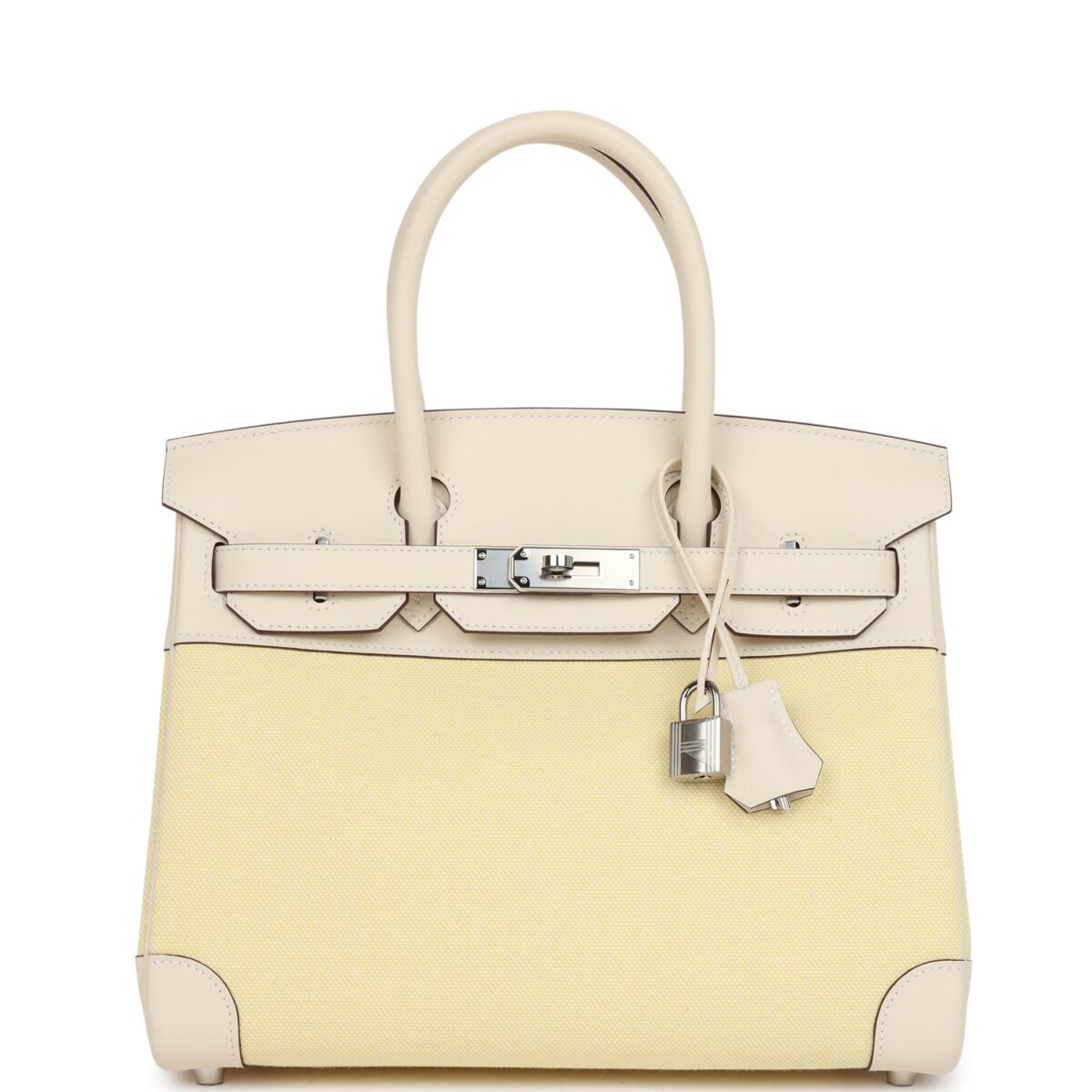 Hermes Birkin 30 Nata Swift and Jaune Poussin Toile H Canvas PHW