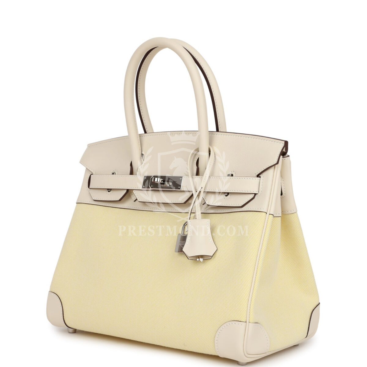 Hermes Birkin 30 Nata Swift and Jaune Poussin Toile H Canvas PHW — изображение 3