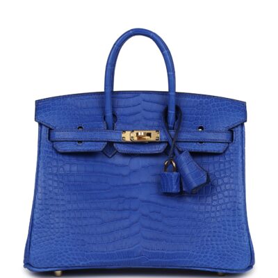 Hermes Birkin 25 Bleu Royal Matte Porosus Crocodile GHW