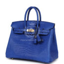 Hermes Birkin 25 Bleu Royal Matte Porosus Crocodile GHW