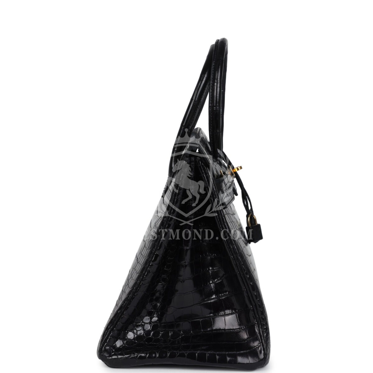 Vintage Hermes Birkin 35 Black Shiny Porosus Crocodile GHW — изображение 3