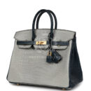 Hermes Special Order (HSS) Birkin 25 Gris Perle and Vert Rousseau Matte Alligator Brushed GHW