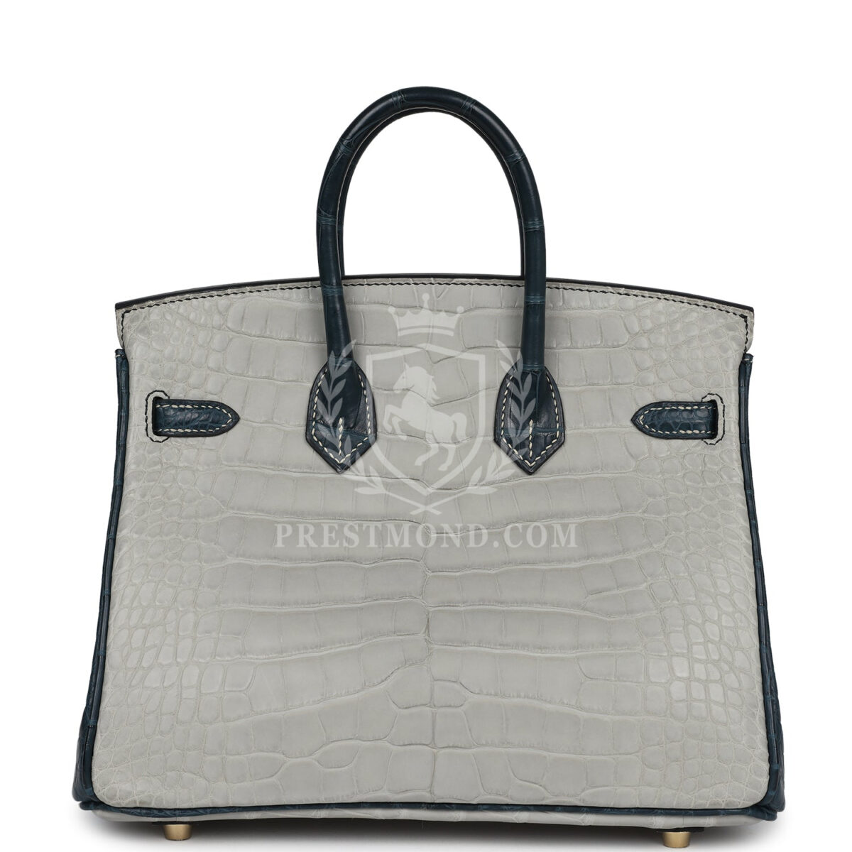 Hermes Special Order (HSS) Birkin 25 Gris Perle and Vert Rousseau Matte Alligator Brushed GHW — изображение 4