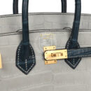 Hermes Special Order (HSS) Birkin 25 Gris Perle and Vert Rousseau Matte Alligator Brushed GHW
