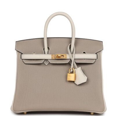 Hermes Special Order (HSS) Birkin 25 Gris Tourterelle and Craie Togo Brushed GHW