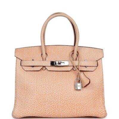 Vintage Hermes Birkin 30 Orange Dalmatian Buffalo PHW