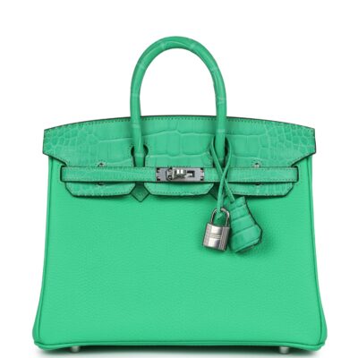 Hermes Birkin 25 Vert Comics Togo and Matte Alligator Touch PHW