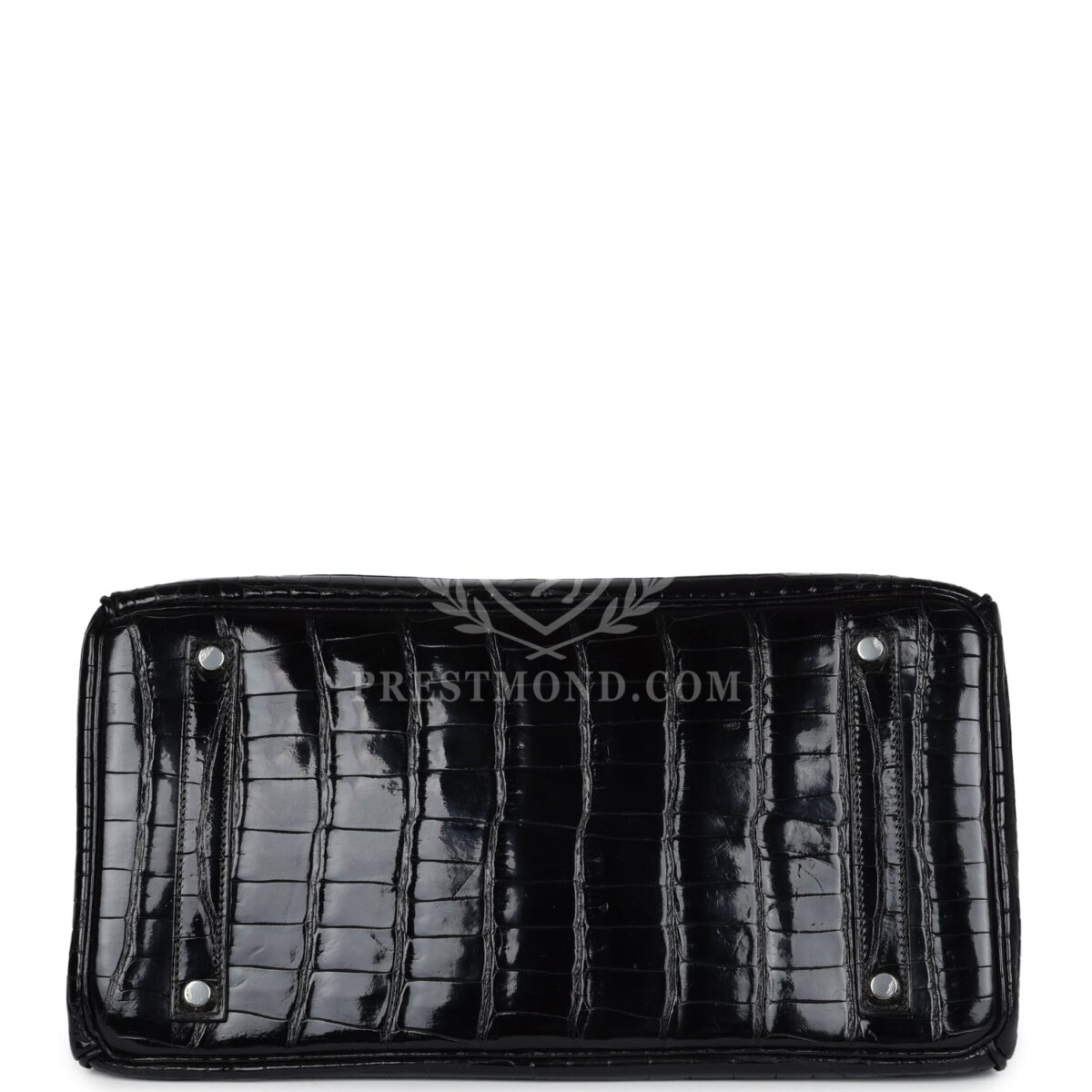 Vintage Hermes Birkin 35 Black Shiny Porosus Crocodile PHW — изображение 6