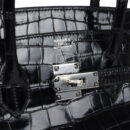 Vintage Hermes Birkin 35 Black Shiny Porosus Crocodile PHW