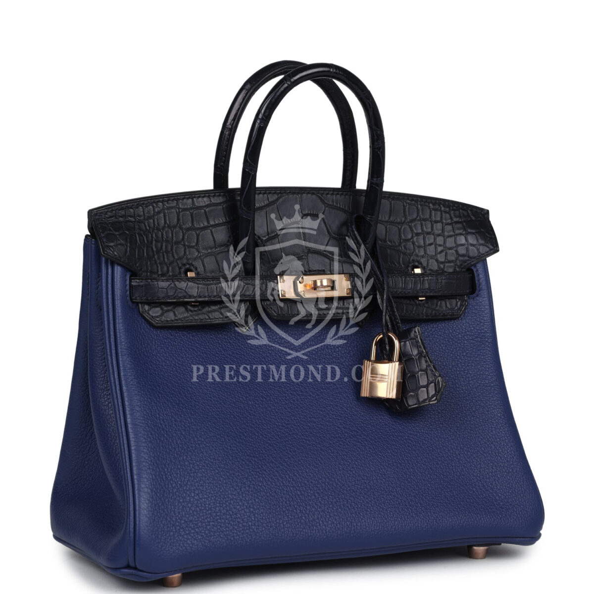 Hermes Birkin 25 Bleu Saphir Taurillion Novillo and Bleu Marine Matte Alligator Touch Rose GHW — изображение 2