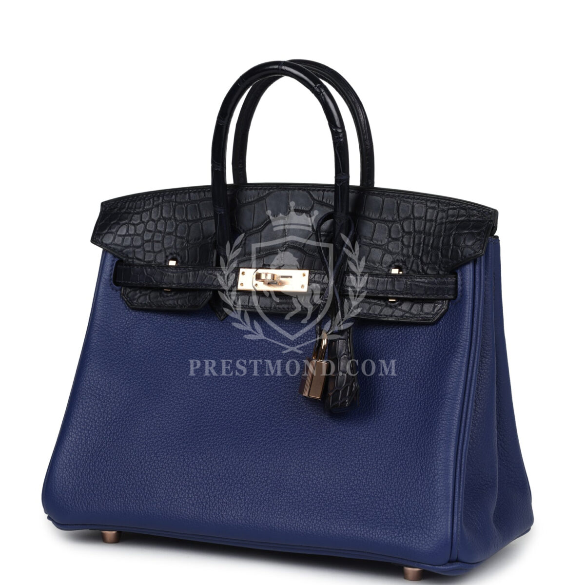 Hermes Birkin 25 Bleu Saphir Taurillion Novillo and Bleu Marine Matte Alligator Touch Rose GHW — изображение 5