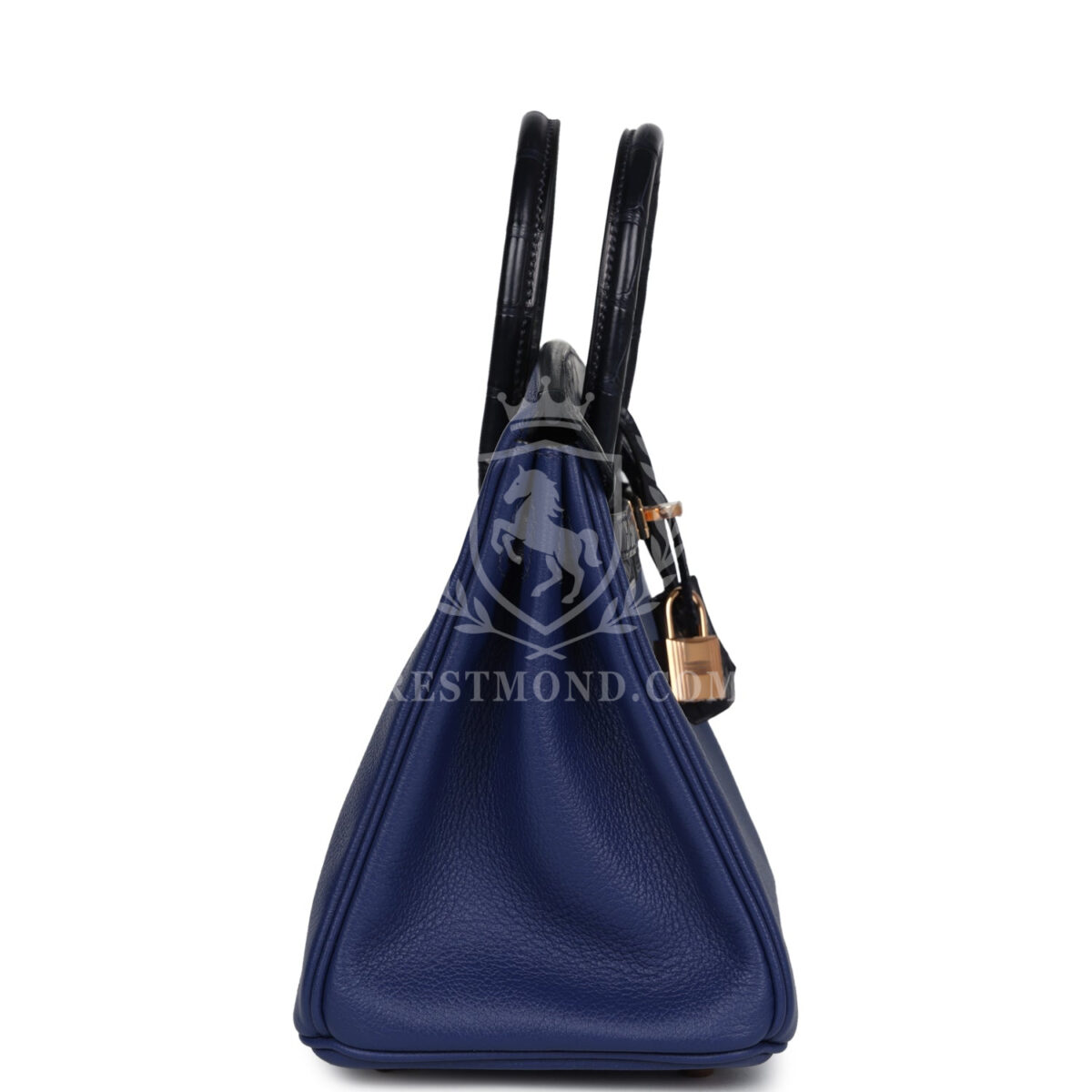 Hermes Birkin 25 Bleu Saphir Taurillion Novillo and Bleu Marine Matte Alligator Touch Rose GHW — изображение 3