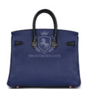 Hermes Birkin 25 Bleu Saphir Taurillion Novillo and Bleu Marine Matte Alligator Touch Rose GHW