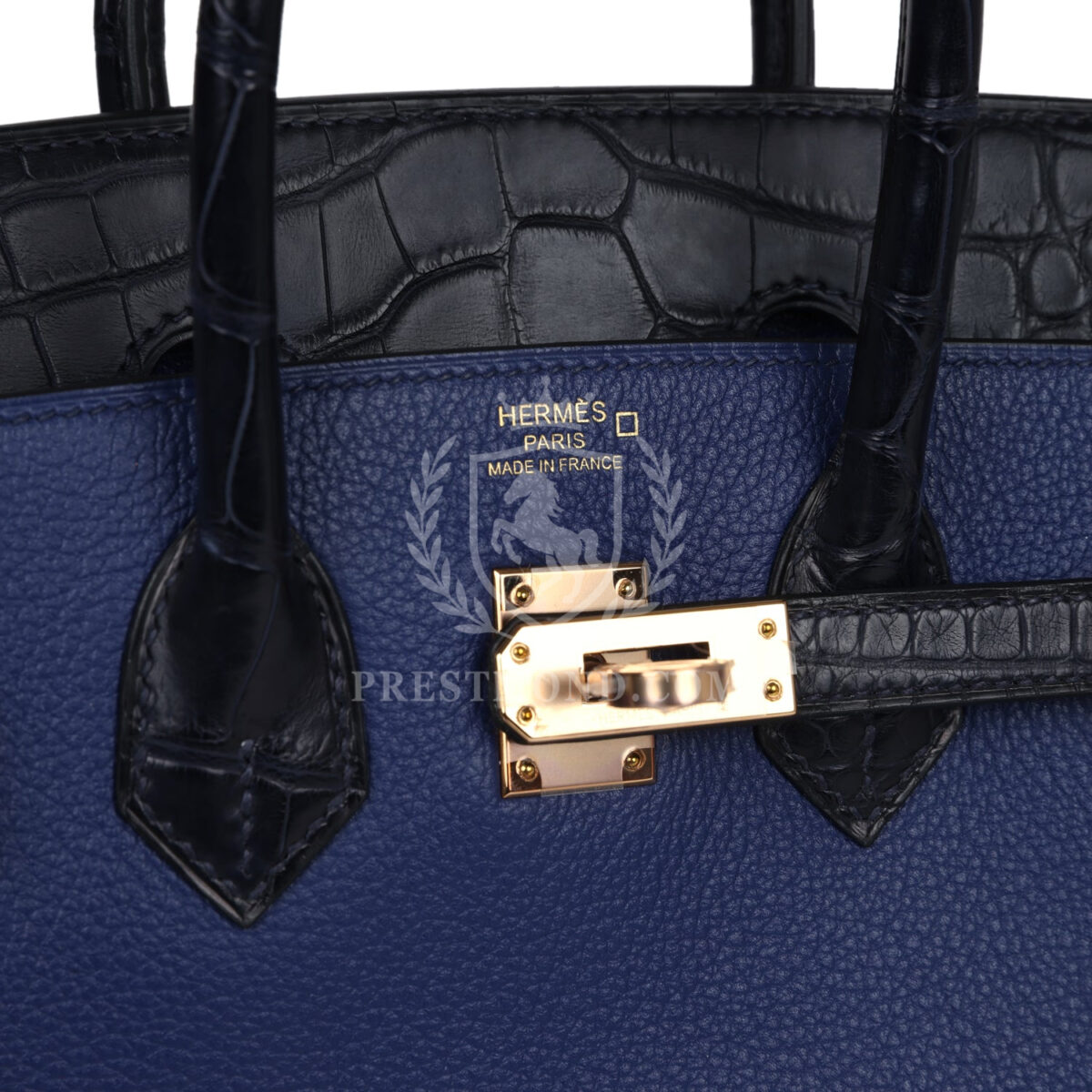 Hermes Birkin 25 Bleu Saphir Taurillion Novillo and Bleu Marine Matte Alligator Touch Rose GHW — изображение 7