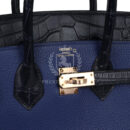 Hermes Birkin 25 Bleu Saphir Taurillion Novillo and Bleu Marine Matte Alligator Touch Rose GHW