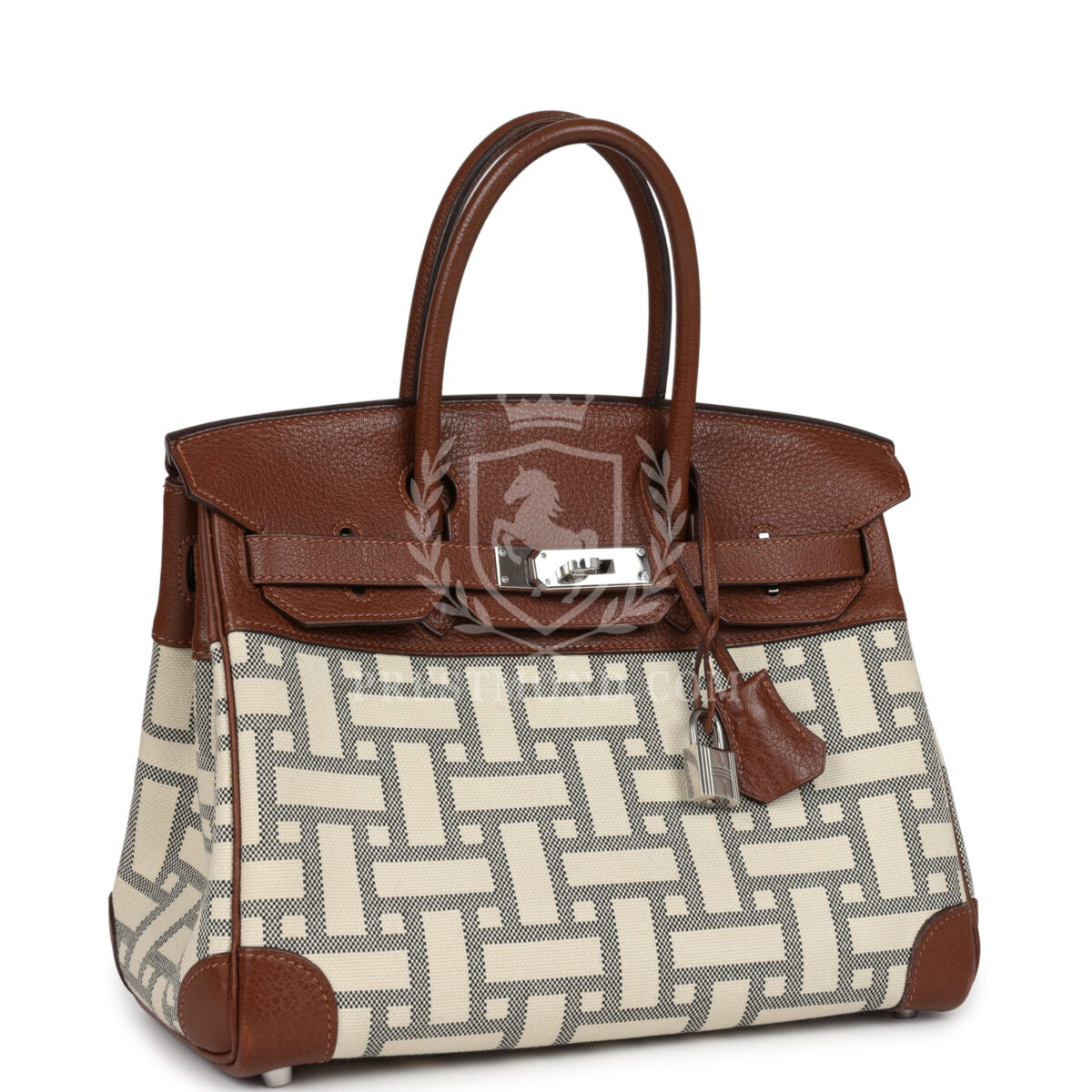 Hermes Birkin 30 Marron D'Inde Buffalo and Mosaique Canvas PHW — изображение 2