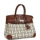 Hermes Birkin 30 Marron D'Inde Buffalo and Mosaique Canvas PHW