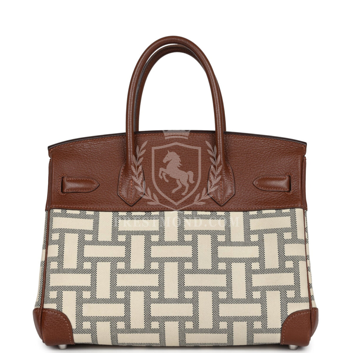 Hermes Birkin 30 Marron D'Inde Buffalo and Mosaique Canvas PHW — изображение 4