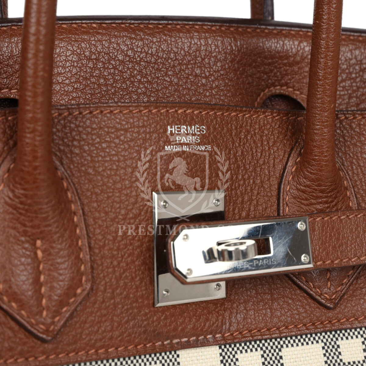 Hermes Birkin 30 Marron D'Inde Buffalo and Mosaique Canvas PHW — изображение 7