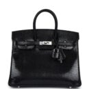 Hermes Birkin 25 Black Shiny Varanus Niloticus Lizard PHW