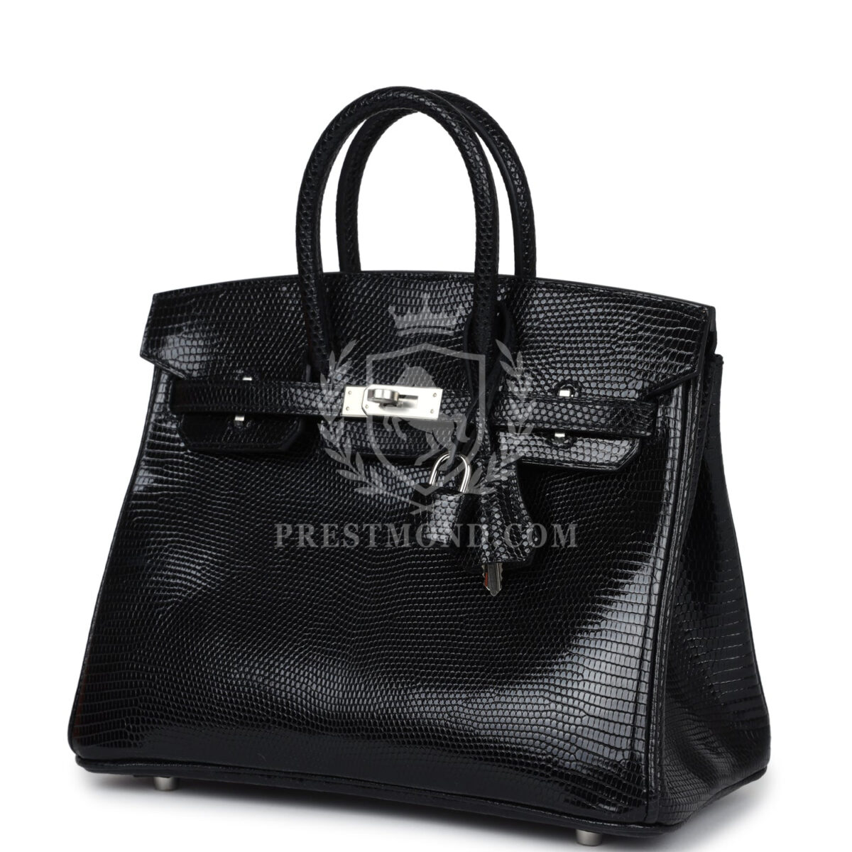 Hermes Birkin 25 Black Shiny Varanus Niloticus Lizard PHW — изображение 5