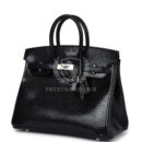 Hermes Birkin 25 Black Shiny Varanus Niloticus Lizard PHW