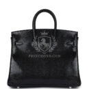 Hermes Birkin 25 Black Shiny Varanus Niloticus Lizard PHW