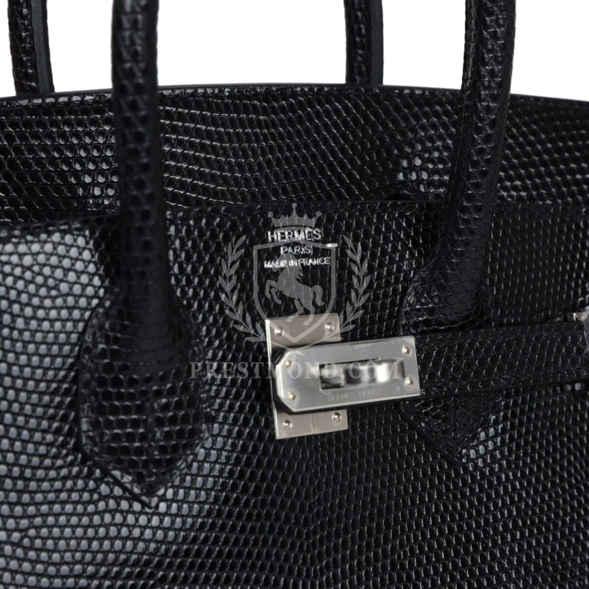 Hermes Birkin 25 Black Shiny Varanus Niloticus Lizard PHW — изображение 7