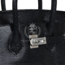 Hermes Birkin 25 Black Shiny Varanus Niloticus Lizard PHW