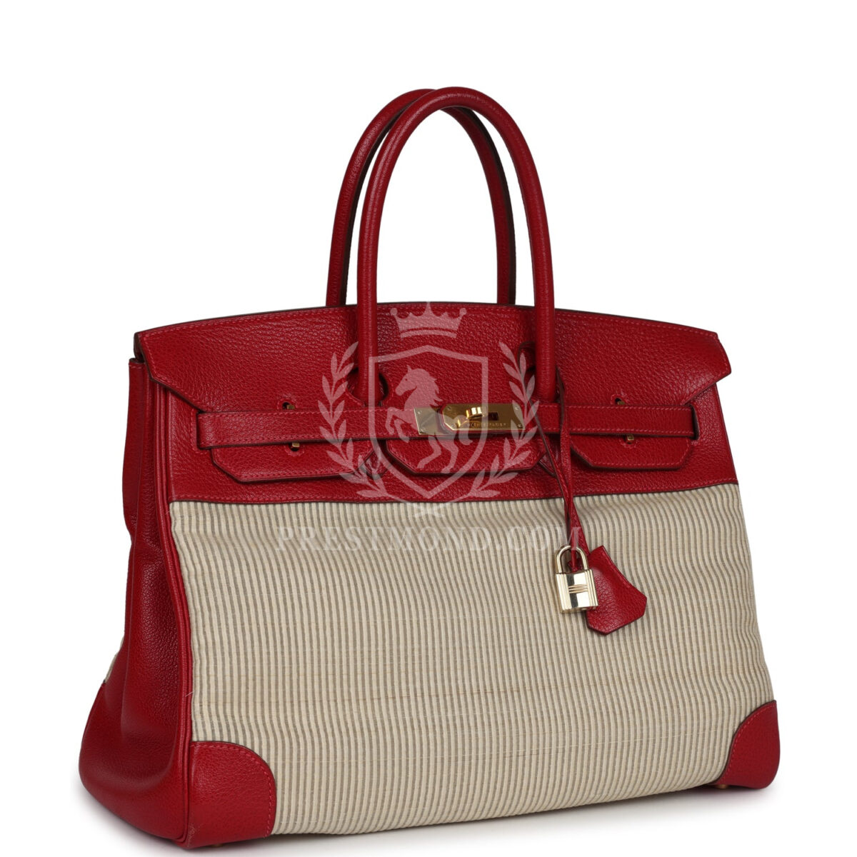 Vintage Hermes Birkin 35 Rouge Vif Buffalo and Crinoline GHW — изображение 2
