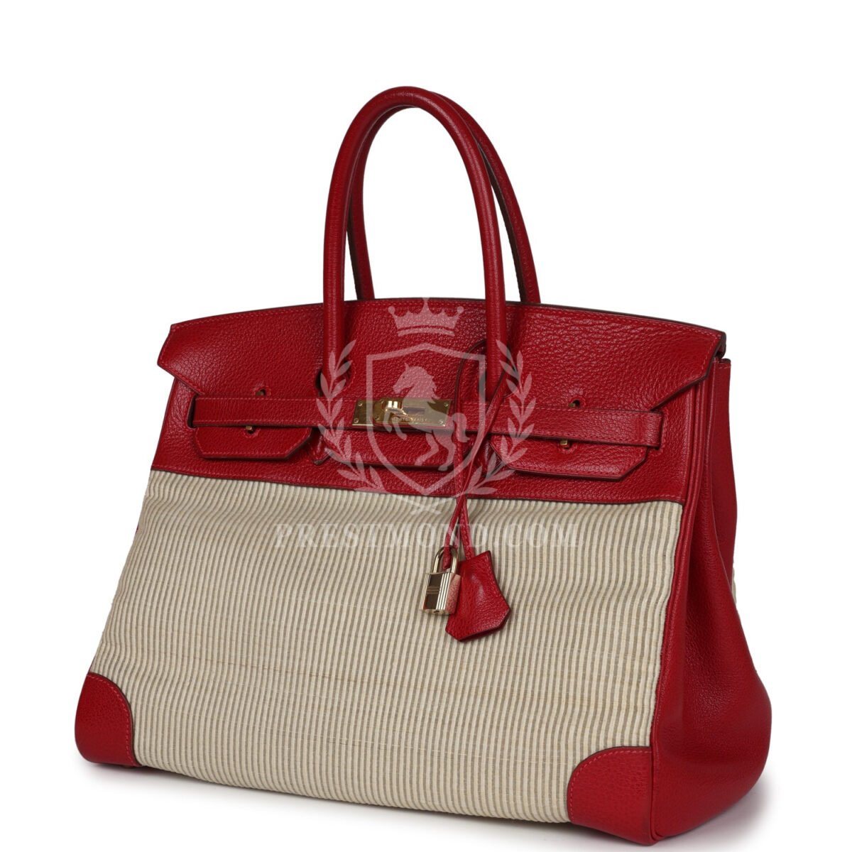 Vintage Hermes Birkin 35 Rouge Vif Buffalo and Crinoline GHW — изображение 5