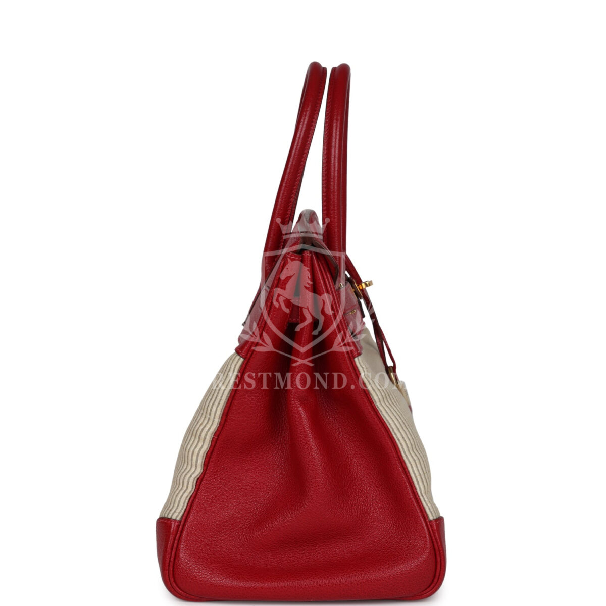 Vintage Hermes Birkin 35 Rouge Vif Buffalo and Crinoline GHW — изображение 3