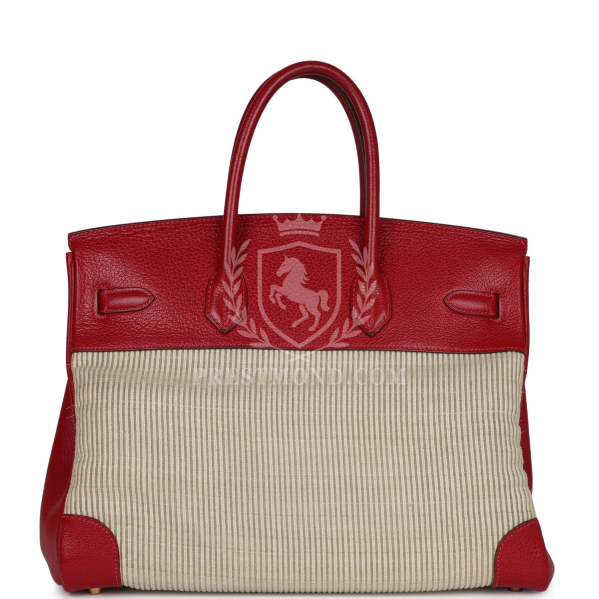 Vintage Hermes Birkin 35 Rouge Vif Buffalo and Crinoline GHW — изображение 4