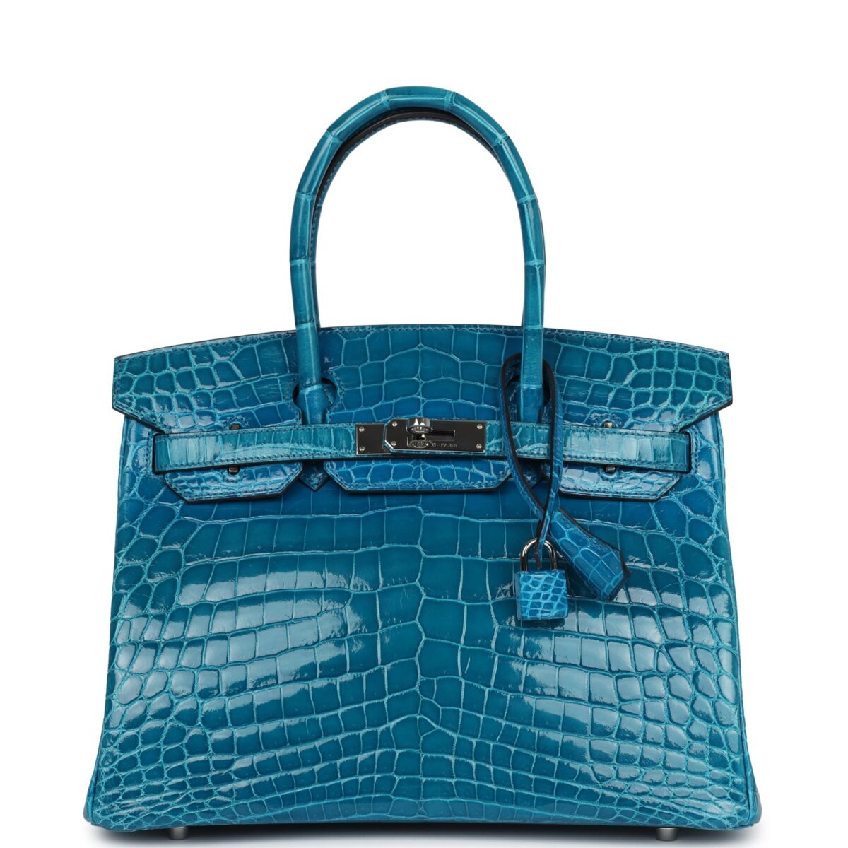 Hermes Birkin 30 Bleu Izmir Shiny Niloticus Crocodile PHW