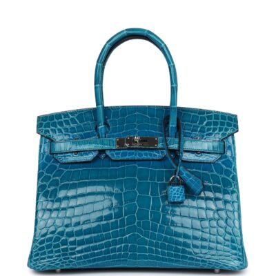 Hermes Birkin 30 Bleu Izmir Shiny Niloticus Crocodile PHW