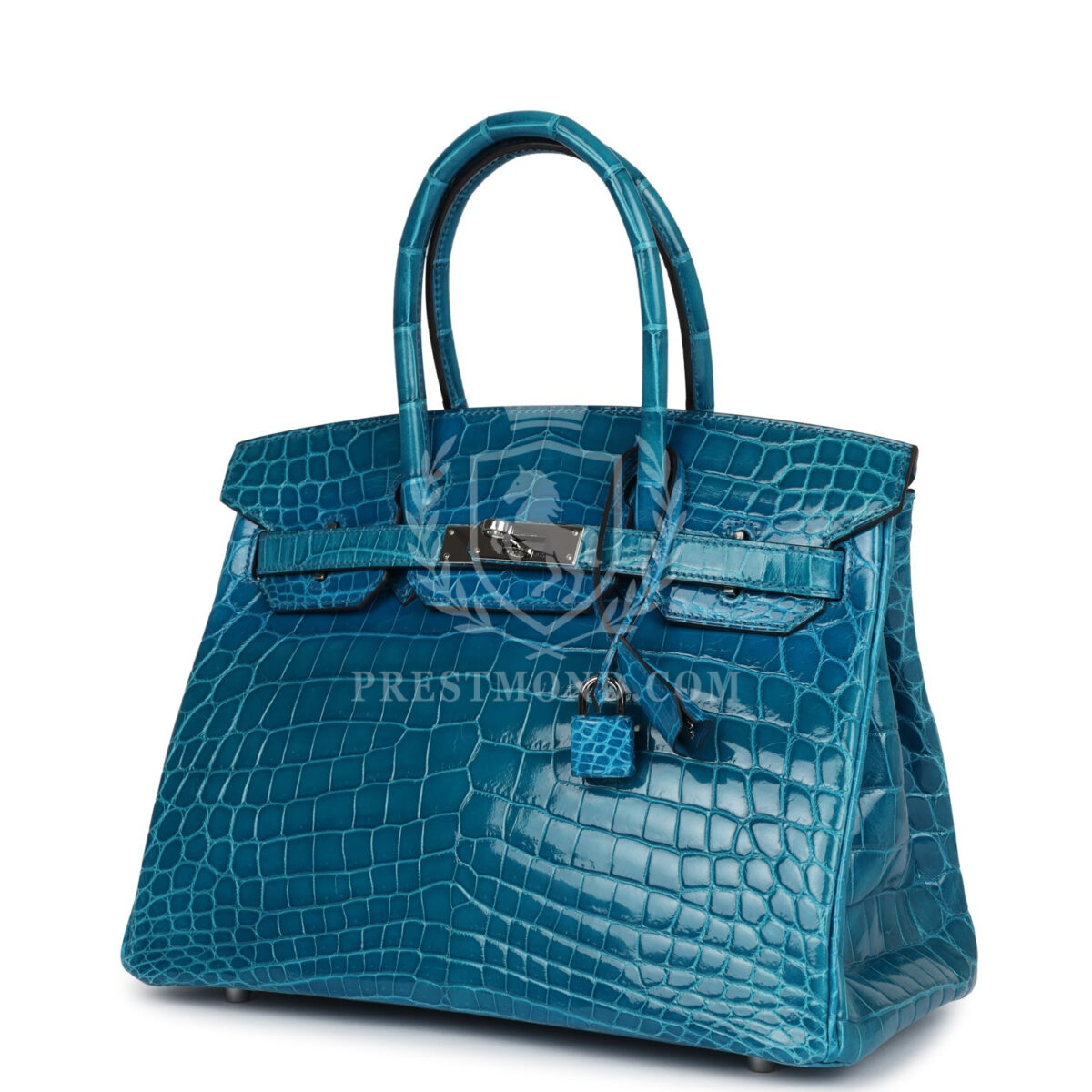 Hermes Birkin 30 Bleu Izmir Shiny Niloticus Crocodile PHW — изображение 5
