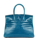 Hermes Birkin 30 Bleu Izmir Shiny Niloticus Crocodile PHW