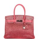 Custom Ombre Swarovski Crystal Hermes Birkin 30 Rose Azalee Clemence PHW