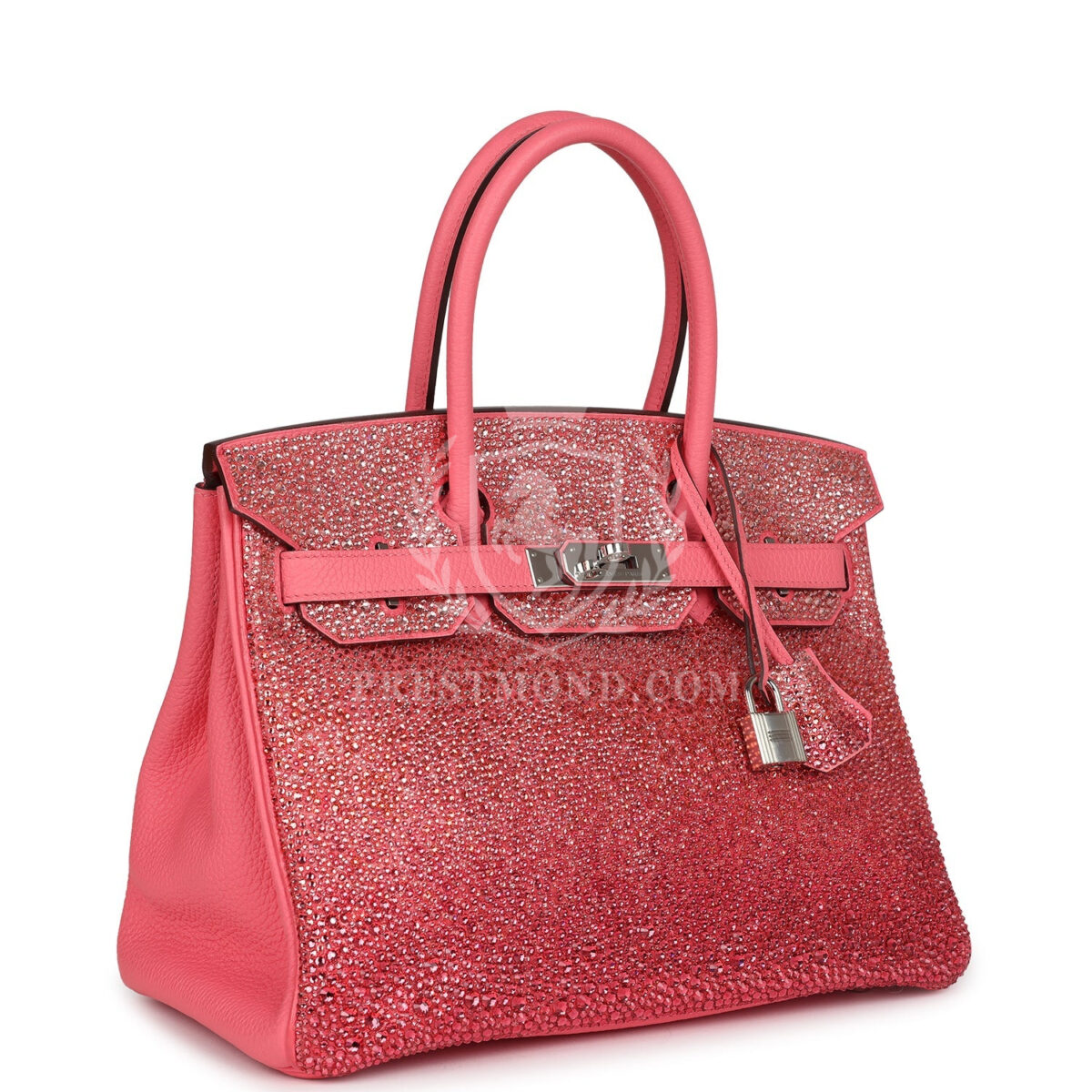 Custom Ombre Swarovski Crystal Hermes Birkin 30 Rose Azalee Clemence PHW — изображение 2