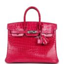Hermes Birkin 25 Rose Mexico Shiny Porosus Crocodile PHW