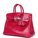 Hermes Birkin 25 Rose Mexico Shiny Porosus Crocodile PHW