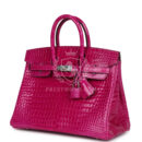 Hermes Birkin 25 Rose Sheherazade Shiny Porosus Crocodile PHW