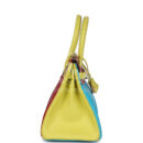 Hermes Special Order (HSS) Tri-color Birkin 30 Bleu Aztec, Soufre and Rouge Vif Chevre Brushed GHW