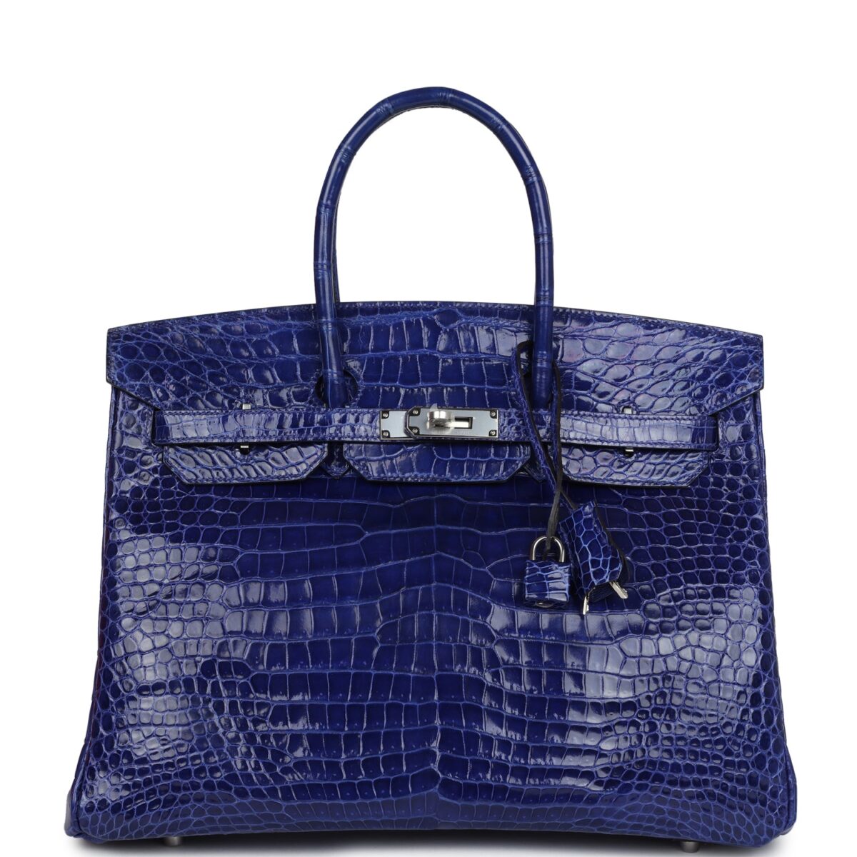 Hermes Birkin 35 Bleu Electric Shiny Porosus Crocodile PHW