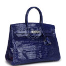Hermes Birkin 35 Bleu Electric Shiny Porosus Crocodile PHW