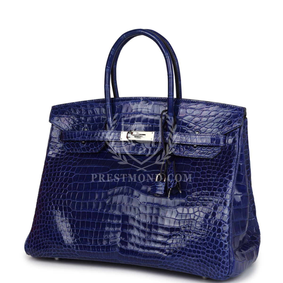 Hermes Birkin 35 Bleu Electric Shiny Porosus Crocodile PHW — изображение 5