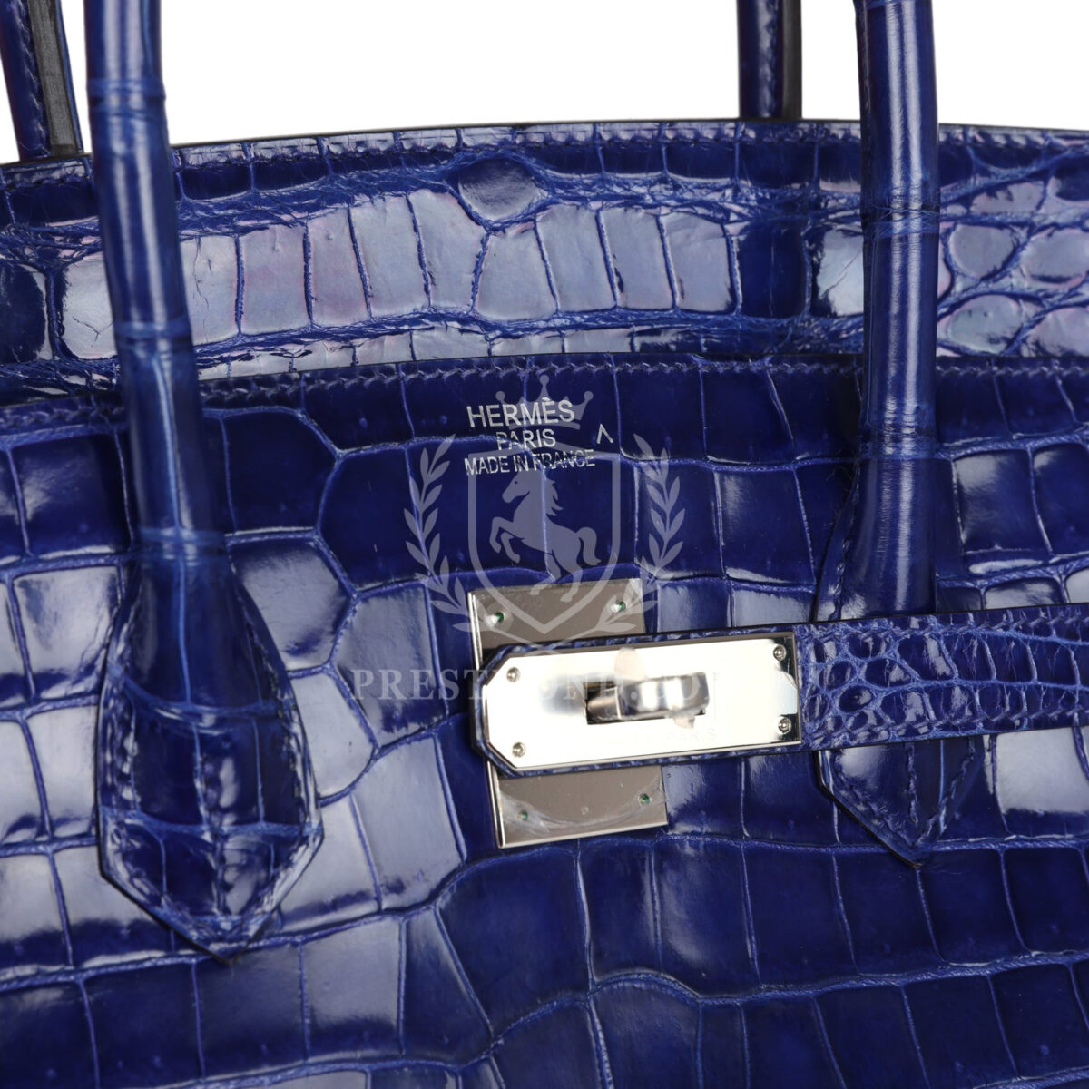 Hermes Birkin 35 Bleu Electric Shiny Porosus Crocodile PHW — изображение 7
