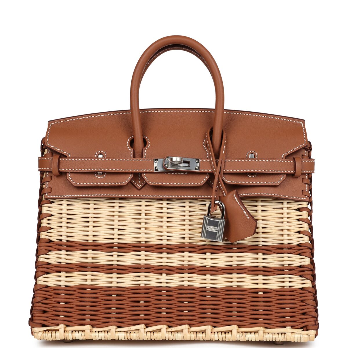 Hermes Picnic Birkin 25 Gold Swift and Stripe Wicker PHW
