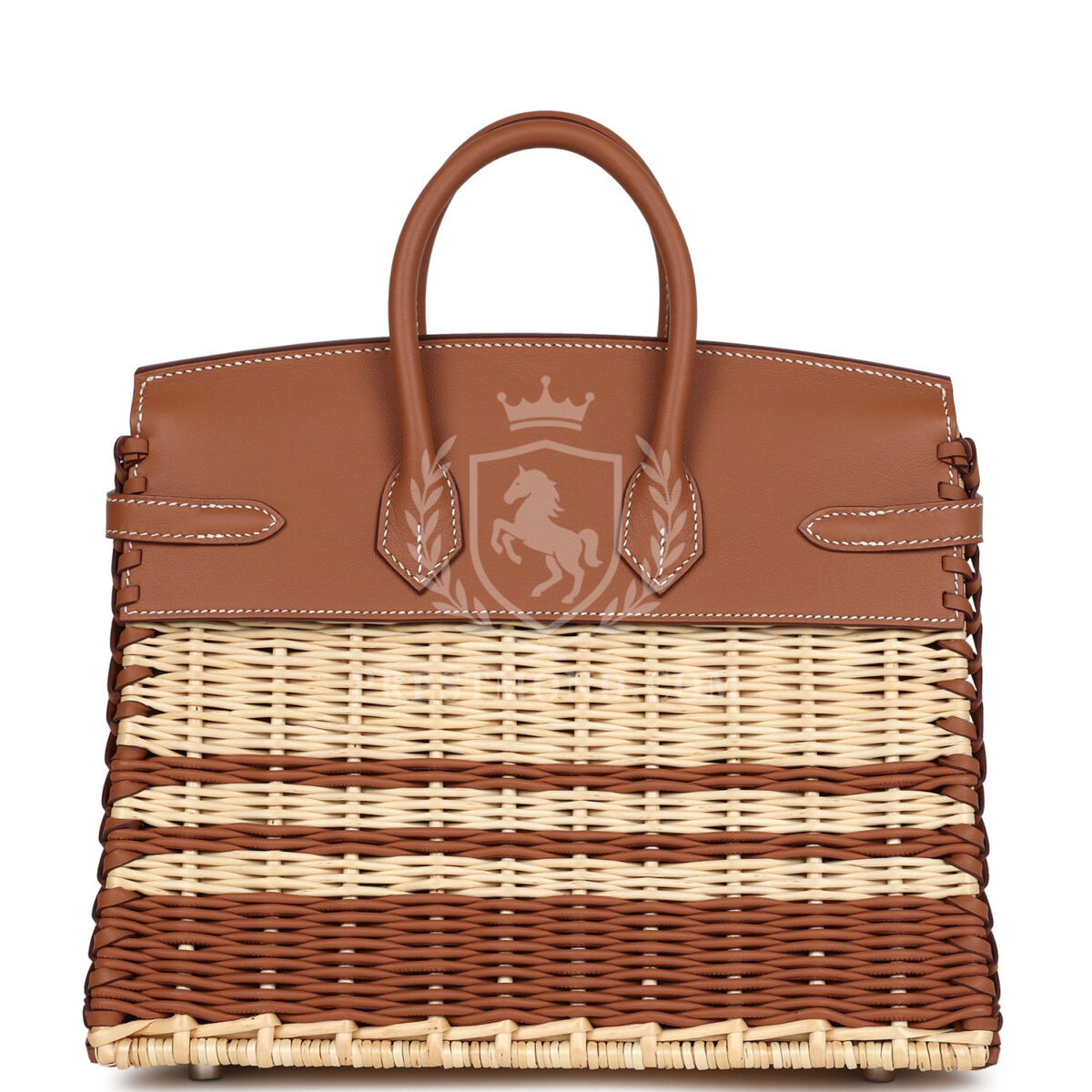Hermes Picnic Birkin 25 Gold Swift and Stripe Wicker PHW — изображение 4